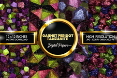 Garnet Peridot Tanzanite Glitter Digital Papers Digital Product Image 1