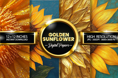 Golden Sunflower Digital Papers - 04 Variation Product Image 2