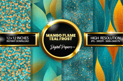 Mango Flame Teal Frost Glitter Digital Papers - 04 Varitions Product Image 1