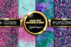 Jade Zest Magenta Mist Glitter Digital Papers - 04 Varitions Product Image 1