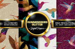 Hummingbird Glitter Digital Papers - 04 Variations Product Image 1
