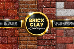 Brick Clay Glitter Digital Papers - 04 Variations Product Image 1