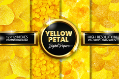 Yellow Petal Glitter Digital Papers - 04 Variations Product Image 1