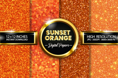 Sunset Orange Glitter Digital Papers - 04 Variations Product Image 1