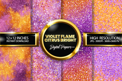 Violet Flame Citrus Bright Digital Papers - 04 Varitions Product Image 1