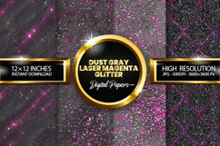 Dust Gray Laser Magenta Glitter Digital Papers - 04 Variat Product Image 1