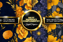 Navy Marigold Complementry Digital Papers - 04 Variations Product Image 1