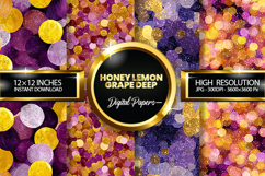 Honey Lemon Grape Deep Digital Papers - 04 Varitions Product Image 1