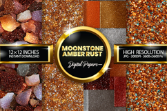 Moonstone Amber Rust Glitter Digital Papers - 04 Varitions Product Image 1