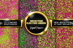 Neon Pink Electric Green Glitter Digital Papers- 04 Varition Product Image 1