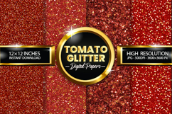 Tomato Glitter Digital Papers - 04 Variations Product Image 1