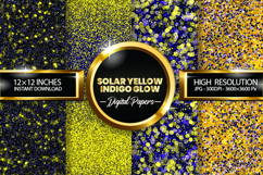 Sky Blue Ice Amber Gold Glitter Digital Papers - 04 Varition Product Image 1