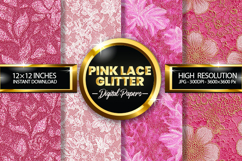 Pink Lace Glitter Digital Papers - 04 Variations Product Image 1