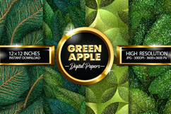 Seamless Green Petal Glitter Digital Papers - 04 Variations Product Image 1