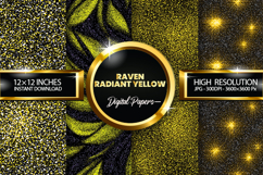 Raven Radiant Yellow Glitter Digital Papers - 04 Varitions Product Image 1
