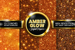 Amber Glow Glitter Digital Papers - 04 Variations Product Image 1