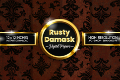 Rusty Damask Digital Papers - 04 Variations Product Image 1