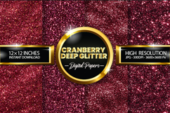 Cranberry Deep Glitter Digital Papers - 04 Variations Product Image 1