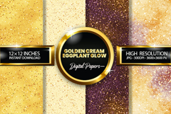 Golden Cream Glow Glitter Digital Papers - 04 Varitions Product Image 1