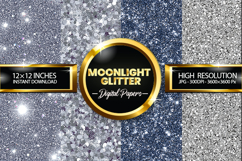 Moonlight Silver Glitter Digital Papers - 04 Variations Product Image 1
