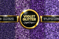 Violet Glitter Digital Papers - 04 Variations Product Image 1