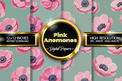 Pink Anemones Digital Papers - 04 Variations Product Image 1