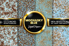 Mocha Sky Blue Glitter Digital Papers - 04 Varitions Product Image 1