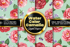 Watercolor Camalia Digital Papers - 04 Variations Product Image 1