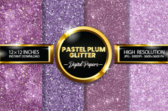 Pastel Plum Glitter Digital Papers - 04 Variations Product Image 1