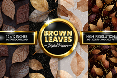 Brown Leaves Glitter Digital Papers - 04 Variations Product Image 1
