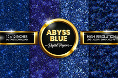 Abyss Blue Glitter Digital Papers - 04 Variations Product Image 1