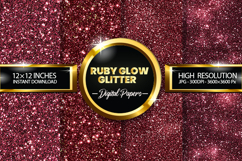Ruby Glow Glitter Digital Papers - 04 Variations Product Image 1