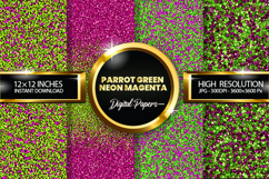 Parrot Green Neon Magenta Glitter Digital Papers Product Image 1