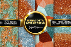 Terracotta Sage Sky Blue Glitter Digital Papers- 04 Varition Product Image 1