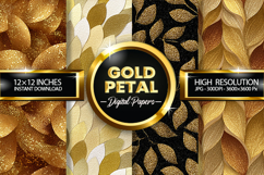 Seamless Gold Petal Glitter Digital Papers - 04 Variations Product Image 1