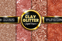 Clay Glitter Digital Papers - 04 Variations Product Image 1