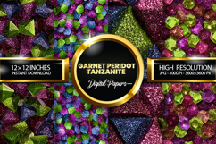 Garnet Peridot Tanzanite Glitter Digital Papers Product Image 1