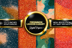 Persimmon Lagoon Canary Glitter Digital Papers - 04 Varition Product Image 1