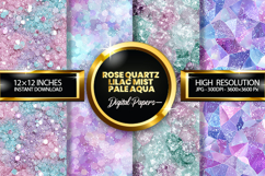 Rose Quartz Lilac Mist Pale Aqua Glitter Digital Papers Product Image 1