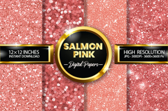 Salmon Pink Glitter Digital Papers - 04 Variations Product Image 1