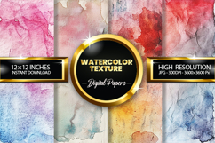 Watercolor Texture Digital Papers - 04 Variations Product Image 1