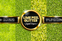Lime Peel Glitter Digital Papers - 04 Variations Product Image 1