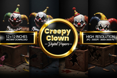 Creepy Clown Digital Papers - 04 Variations Product Image 1