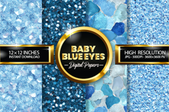 Baby Blue Eyes Glitter Digital Papers - 04 Variations Product Image 1