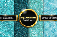 Aquamarine Glitter Digital Papers - 04 Variations Product Image 1