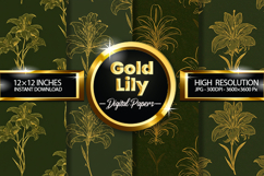 Gold Lily Digital Papers - 04 Variations Product Image 1
