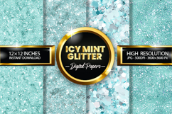 Icy Mint Glitter Digital Papers - 04 Variations Product Image 1