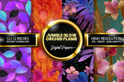 Jungle Glow Orchid Glitter Digital Papers - 04 Varitions Product Image 1