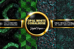 Opal White CoralRose Glitter Digital Papers - 04 Varitions Product Image 1