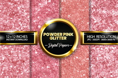 Powder Pink Glitter Digital Papers - 04 Variations Product Image 1